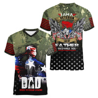 Veteran Dad Women V-Neck T-Shirt I Am a Veteran Like My Father Before Me