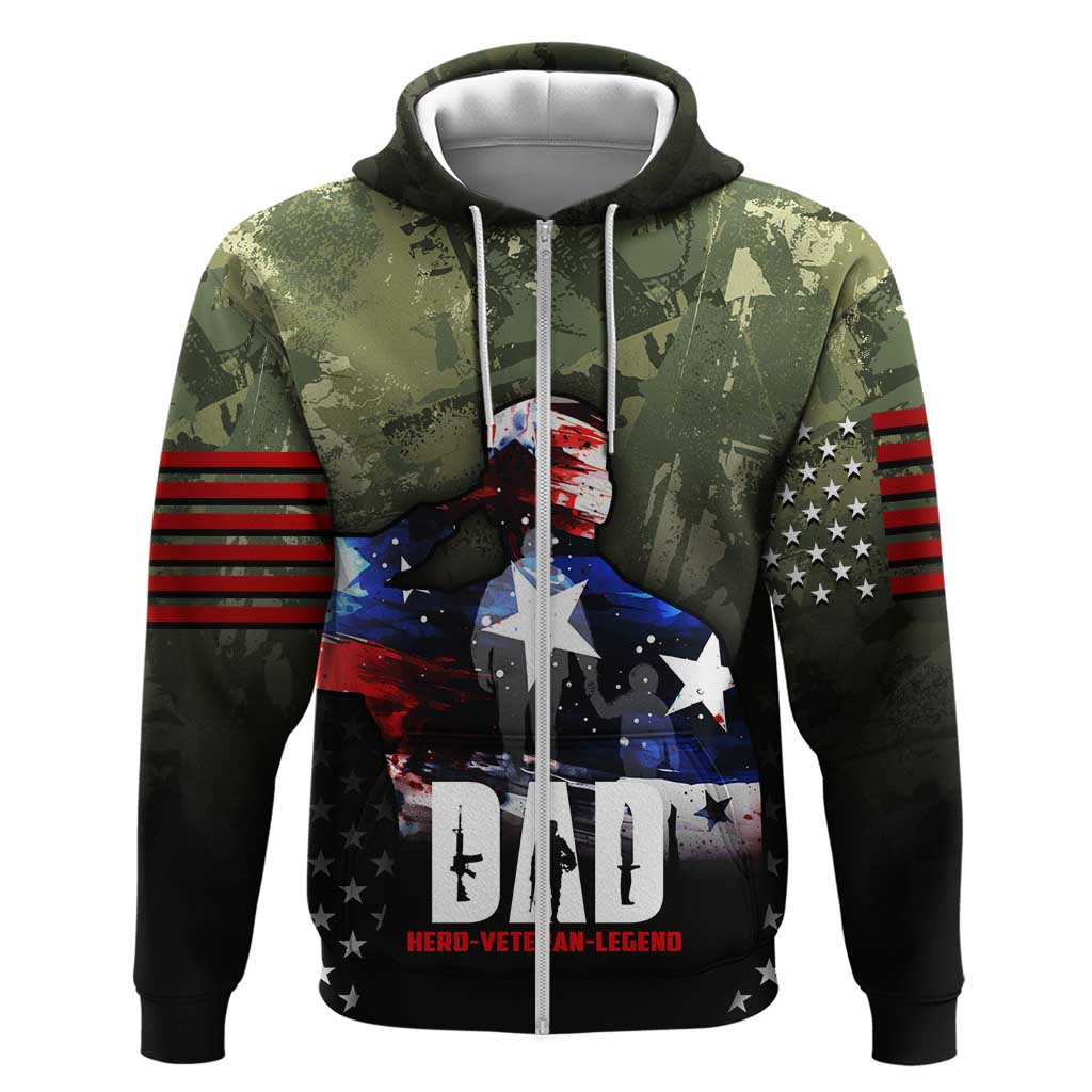 Veteran Dad Zip Hoodie I Am a Veteran Like My Father Before Me