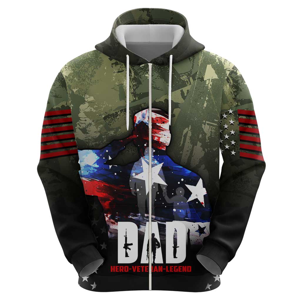 Veteran Dad Zip Hoodie I Am a Veteran Like My Father Before Me