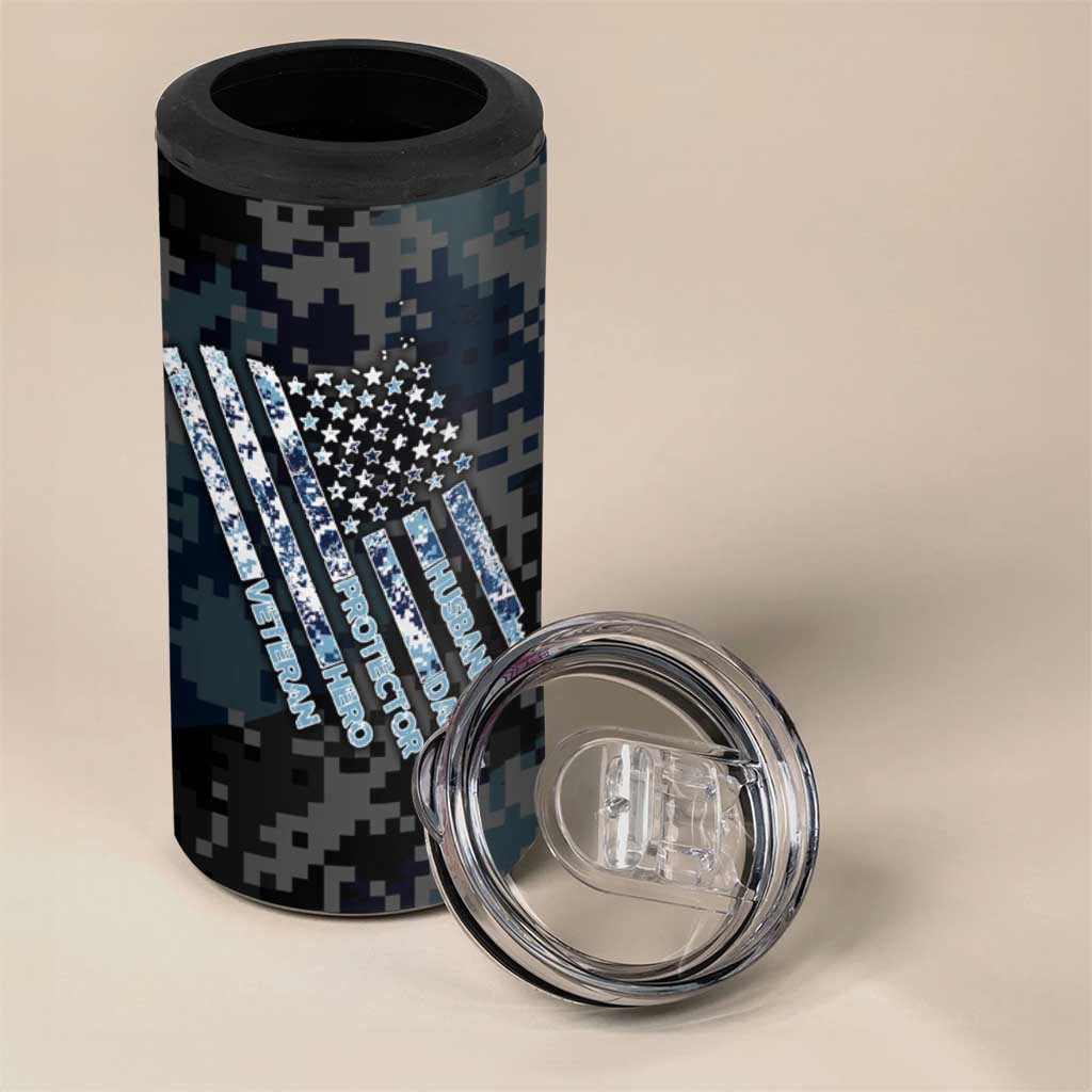 Veteran Hero Protector Husband Daddy 4 in 1 Can Cooler Tumbler Veteran Fathers Day