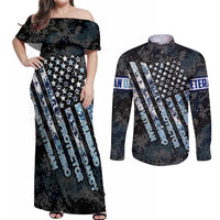 Veteran Hero Protector Husband Daddy Couples Matching Off Shoulder Maxi Dress and Long Sleeve Button Shirt Veteran Fathers Day