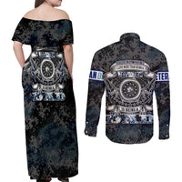Veteran Hero Protector Husband Daddy Couples Matching Off Shoulder Maxi Dress and Long Sleeve Button Shirt Veteran Fathers Day
