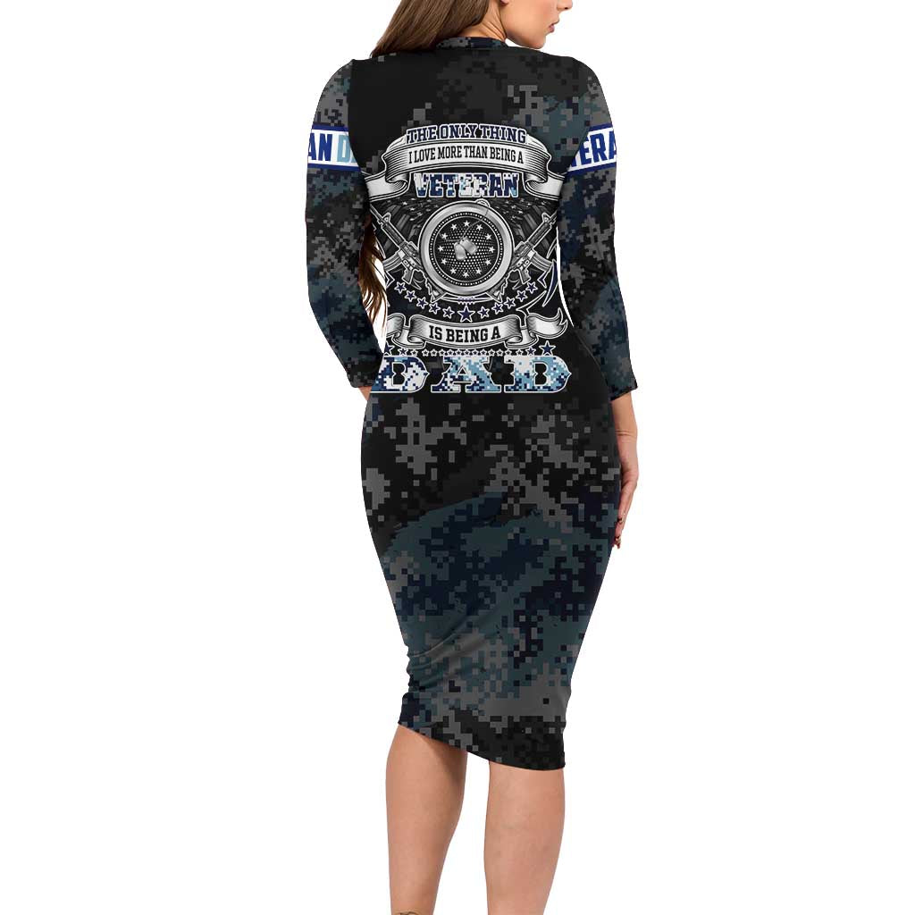 Veteran Hero Protector Husband Daddy Family Matching Long Sleeve Bodycon Dress and Hawaiian Shirt Veteran Fathers Day