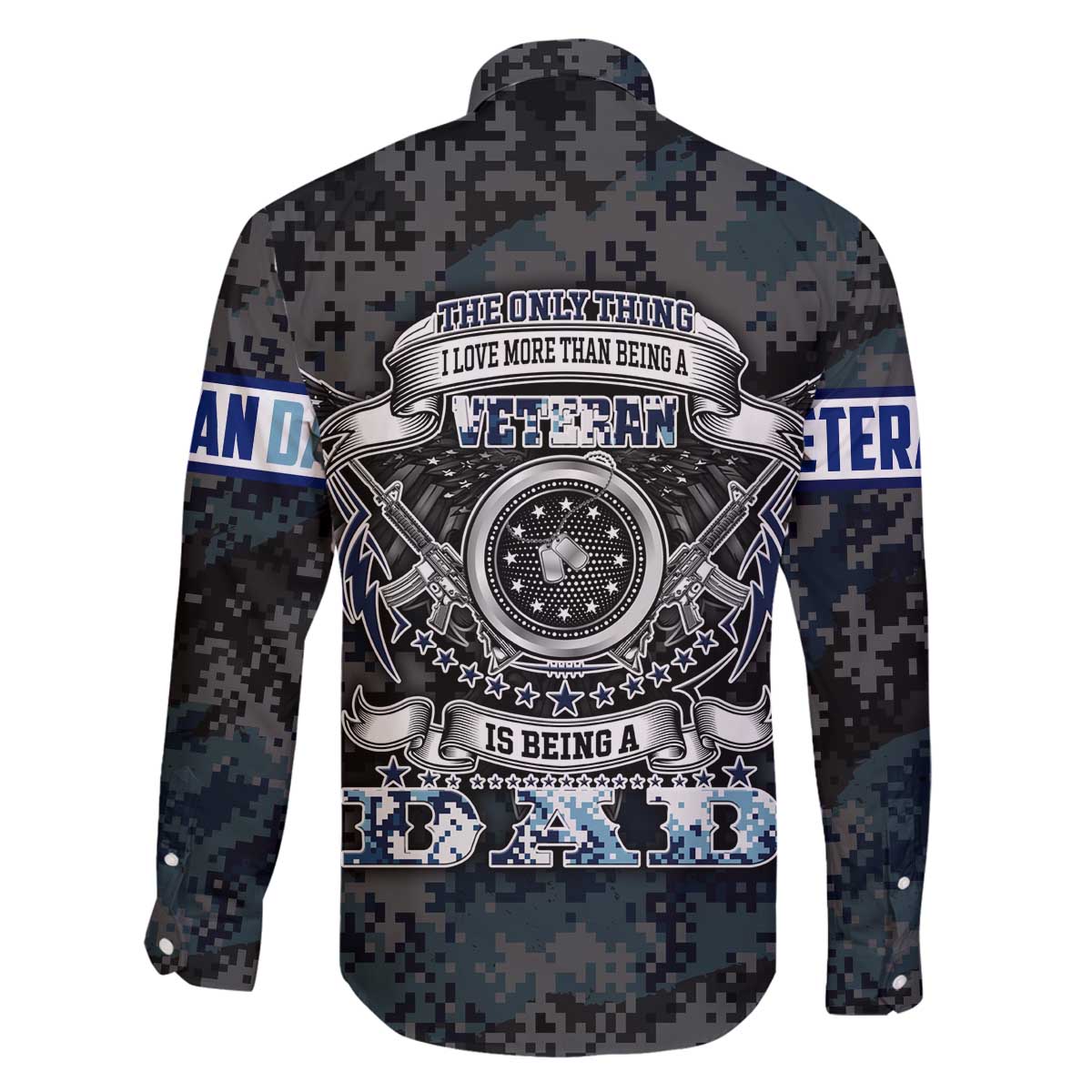 Veteran Hero Protector Husband Daddy Family Matching Off The Shoulder Long Sleeve Dress and Hawaiian Shirt Veteran Fathers Day