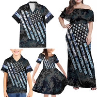 Veteran Hero Protector Husband Daddy Family Matching Off Shoulder Maxi Dress and Hawaiian Shirt Veteran Fathers Day