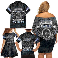 Veteran Hero Protector Husband Daddy Family Matching Off Shoulder Short Dress and Hawaiian Shirt Veteran Fathers Day