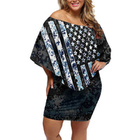 Veteran Hero Protector Husband Daddy Family Matching Off Shoulder Short Dress and Hawaiian Shirt Veteran Fathers Day