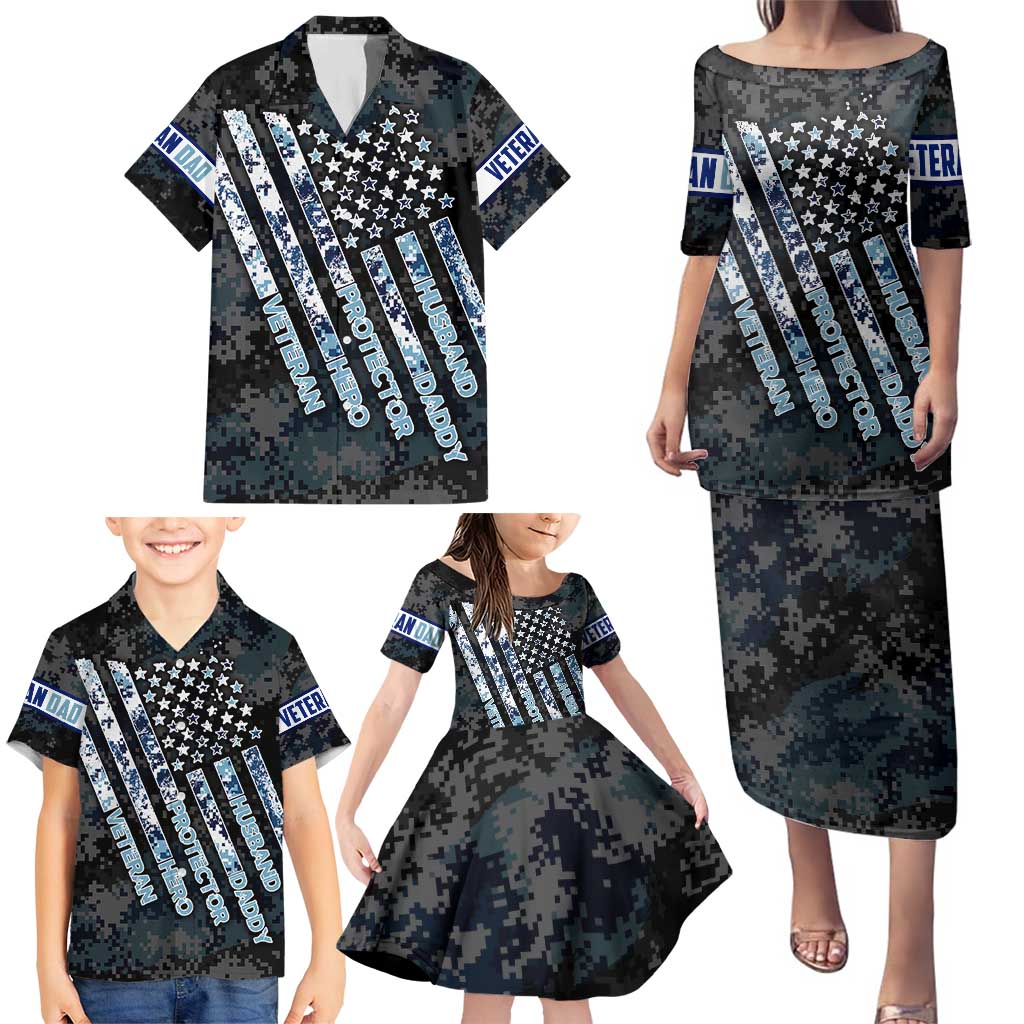 Veteran Hero Protector Husband Daddy Family Matching Puletasi and Hawaiian Shirt Veteran Fathers Day