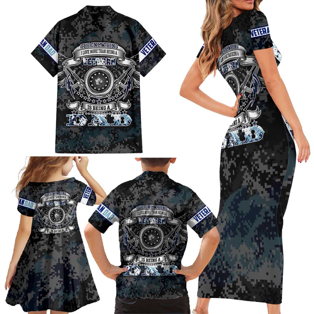 Veteran Hero Protector Husband Daddy Family Matching Short Sleeve Bodycon Dress and Hawaiian Shirt Veteran Fathers Day