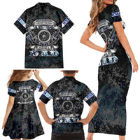 Veteran Hero Protector Husband Daddy Family Matching Short Sleeve Bodycon Dress and Hawaiian Shirt Veteran Fathers Day