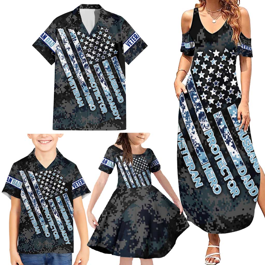 Veteran Hero Protector Husband Daddy Family Matching Summer Maxi Dress and Hawaiian Shirt Veteran Fathers Day