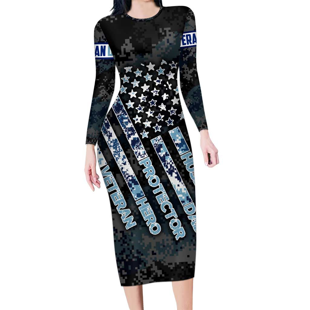 Veteran Hero Protector Husband Daddy Long Sleeve Bodycon Dress Veteran Fathers Day
