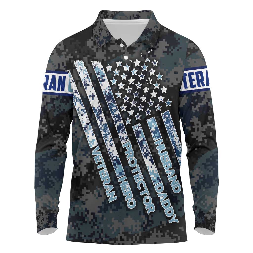 Veteran Hero Protector Husband Daddy Long Sleeve Polo Shirt Veteran Fathers Day