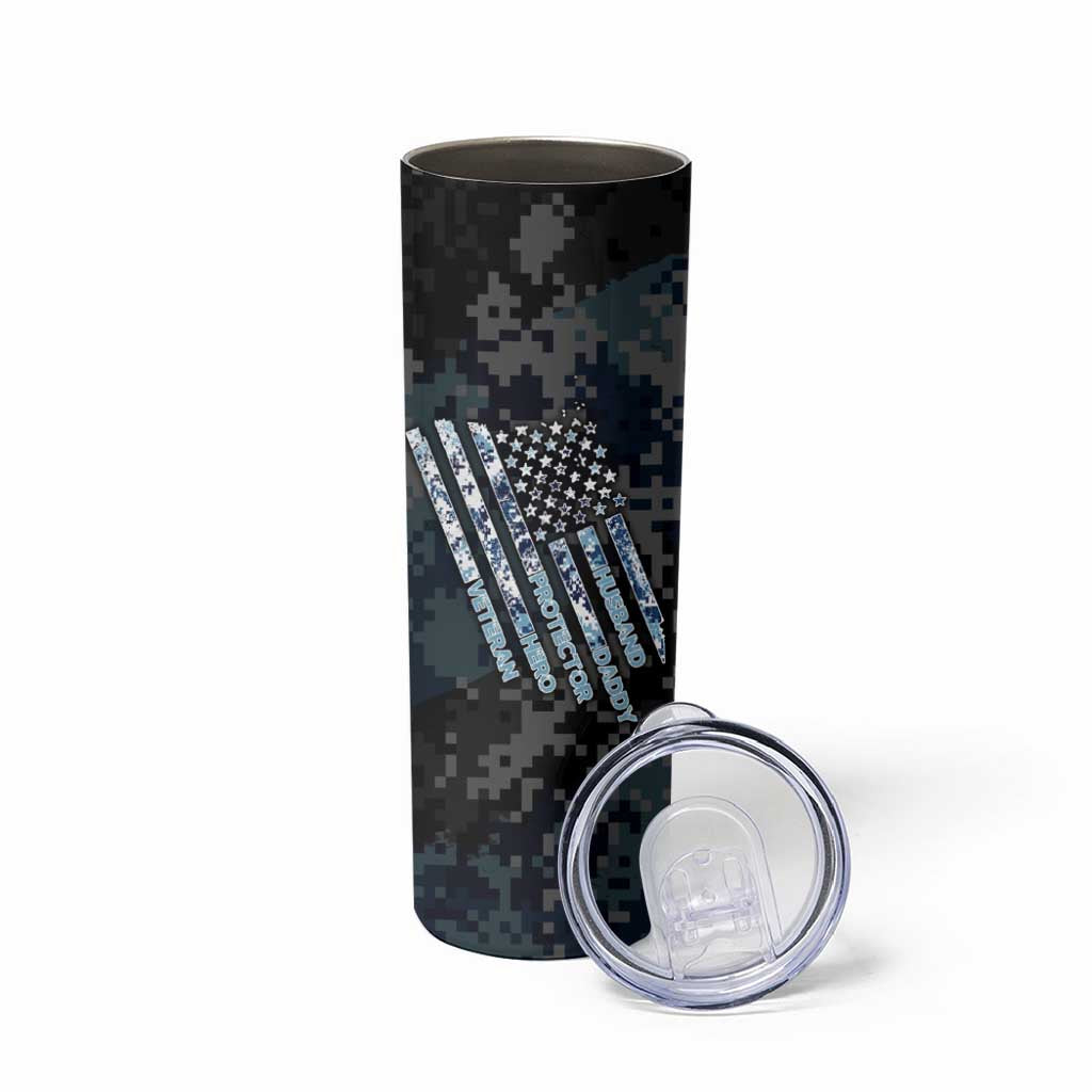 Veteran Hero Protector Husband Daddy Skinny Tumbler Veteran Fathers Day