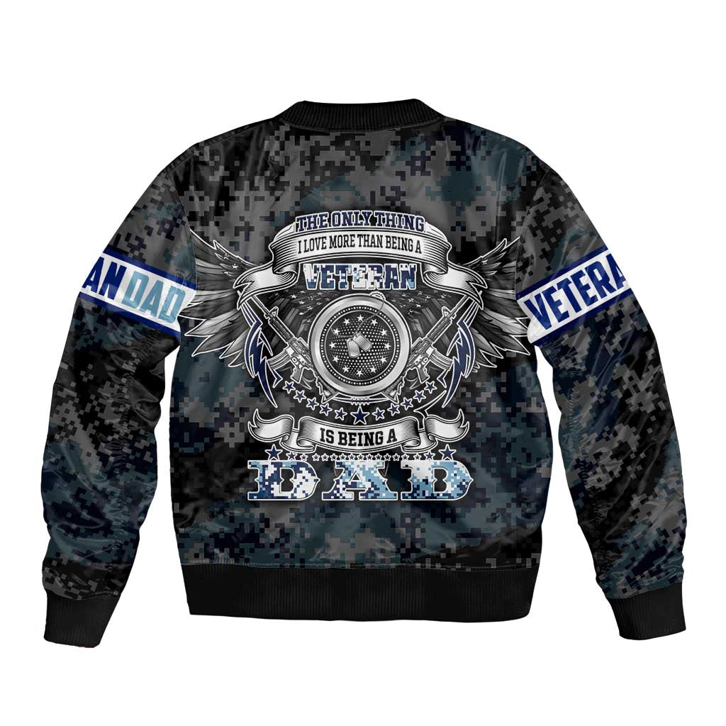 Veteran Hero Protector Husband Daddy Sleeve Zip Bomber Jacket Veteran Fathers Day