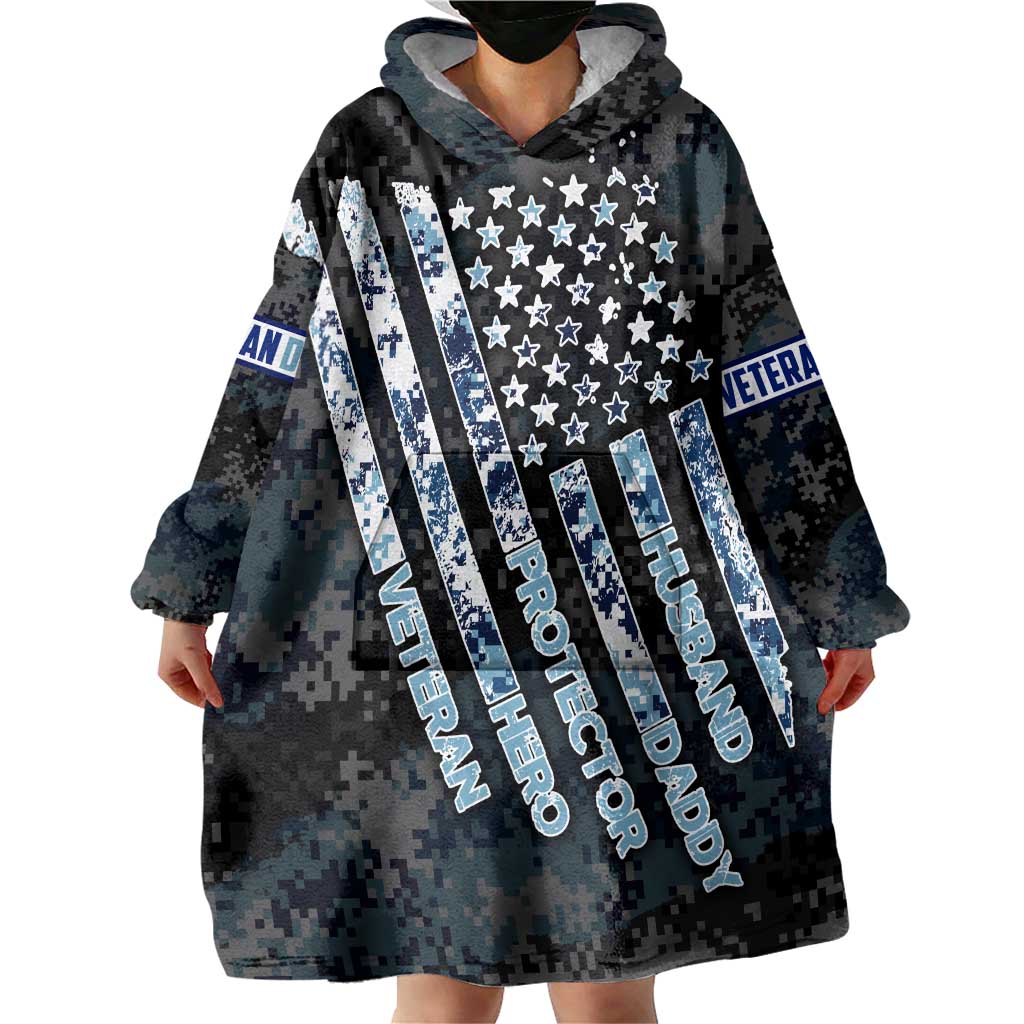 Veteran Hero Protector Husband Daddy Wearable Blanket Hoodie Veteran Fathers Day