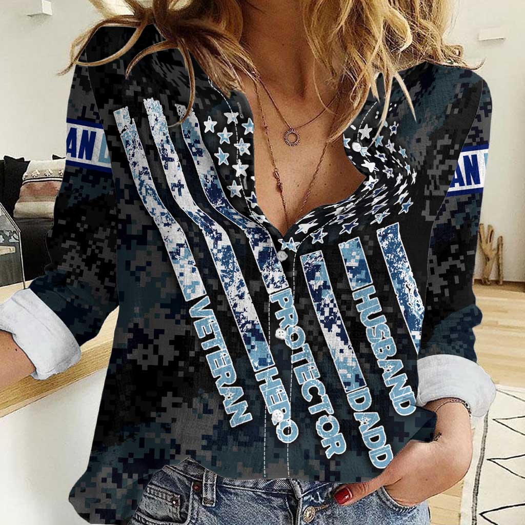 Veteran Hero Protector Husband Daddy Women Casual Shirt Veteran Fathers Day
