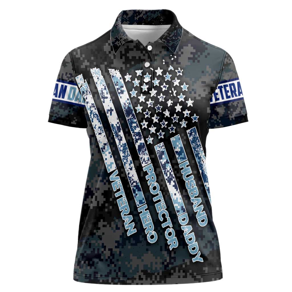 Veteran Hero Protector Husband Daddy Women Polo Shirt Veteran Fathers Day