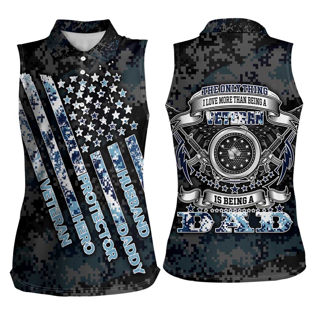 Veteran Hero Protector Husband Daddy Women Sleeveless Polo Shirt Veteran Fathers Day