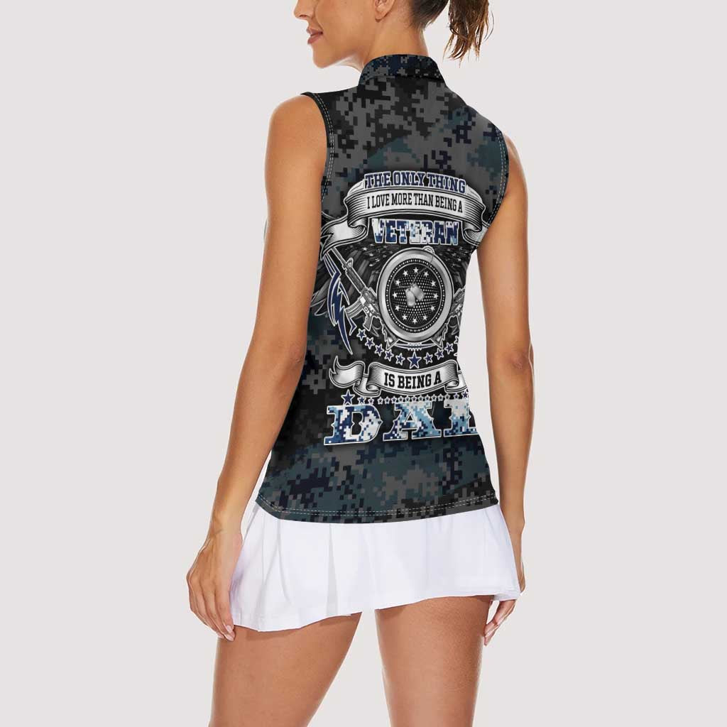 Veteran Hero Protector Husband Daddy Women Sleeveless Polo Shirt Veteran Fathers Day