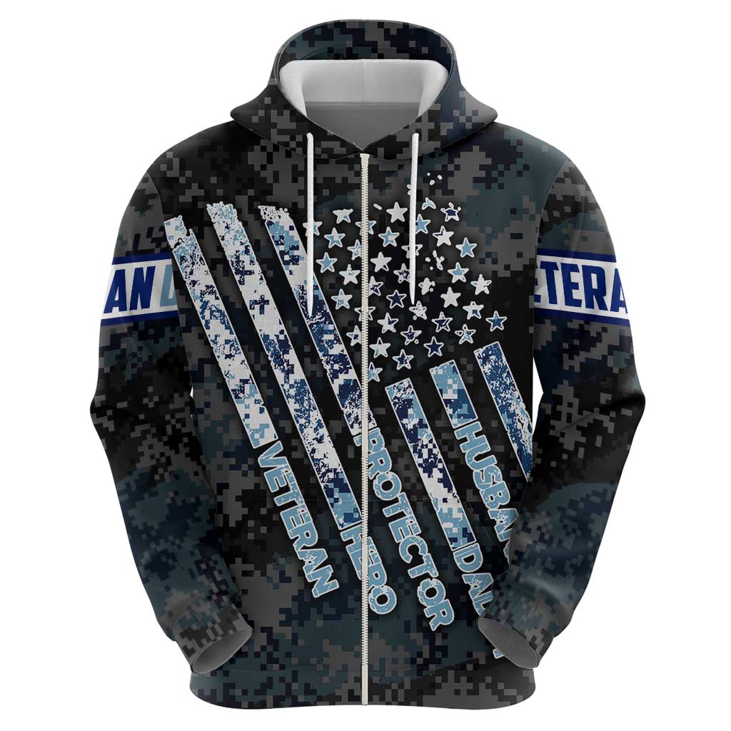 Veteran Hero Protector Husband Daddy Zip Hoodie Veteran Fathers Day