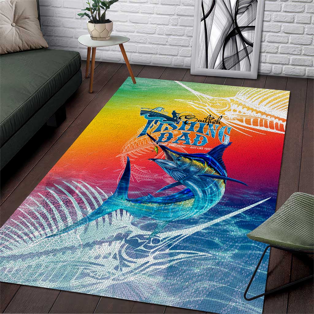 Fishing Dad Area Rug Fast Sharp and Strong Like a Sailfish