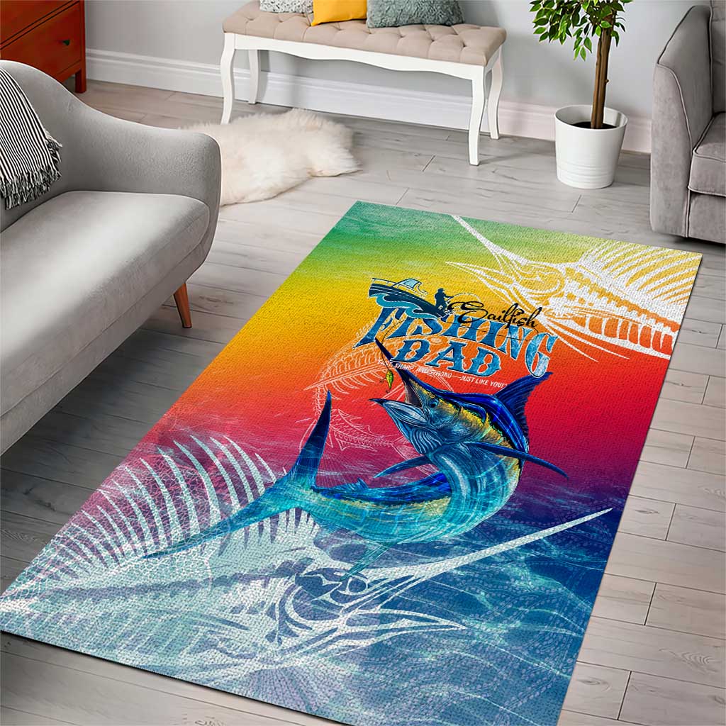 Fishing Dad Area Rug Fast Sharp and Strong Like a Sailfish