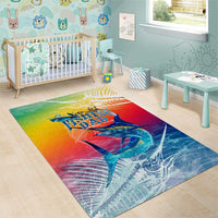 Fishing Dad Area Rug Fast Sharp and Strong Like a Sailfish