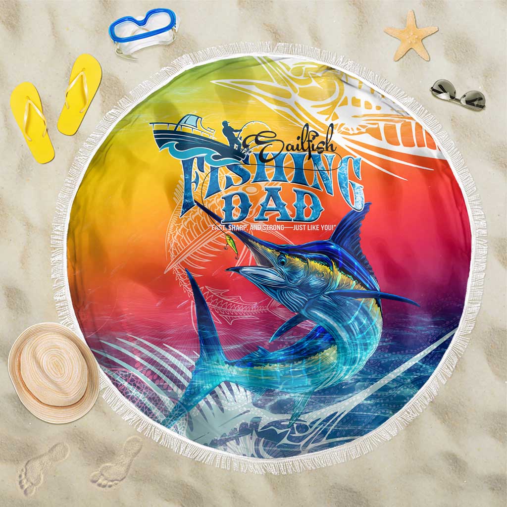 Fishing Dad Beach Blanket Fast Sharp and Strong Like a Sailfish