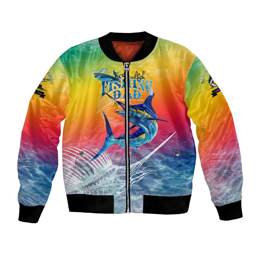 Fishing Dad Bomber Jacket Fast Sharp and Strong Like a Sailfish