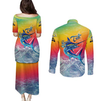 Fishing Dad Couples Matching Puletasi and Long Sleeve Button Shirt Fast Sharp and Strong Like a Sailfish