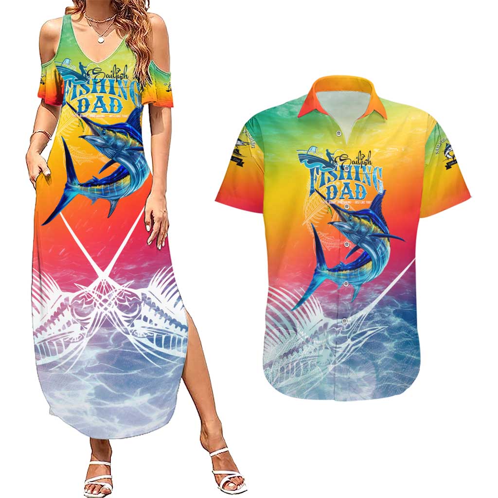 Fishing Dad Couples Matching Summer Maxi Dress and Hawaiian Shirt Fast Sharp and Strong Like a Sailfish