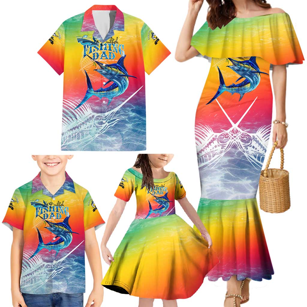 Fishing Dad Family Matching Mermaid Dress and Hawaiian Shirt Fast Sharp and Strong Like a Sailfish