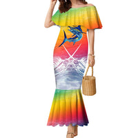 Fishing Dad Family Matching Mermaid Dress and Hawaiian Shirt Fast Sharp and Strong Like a Sailfish