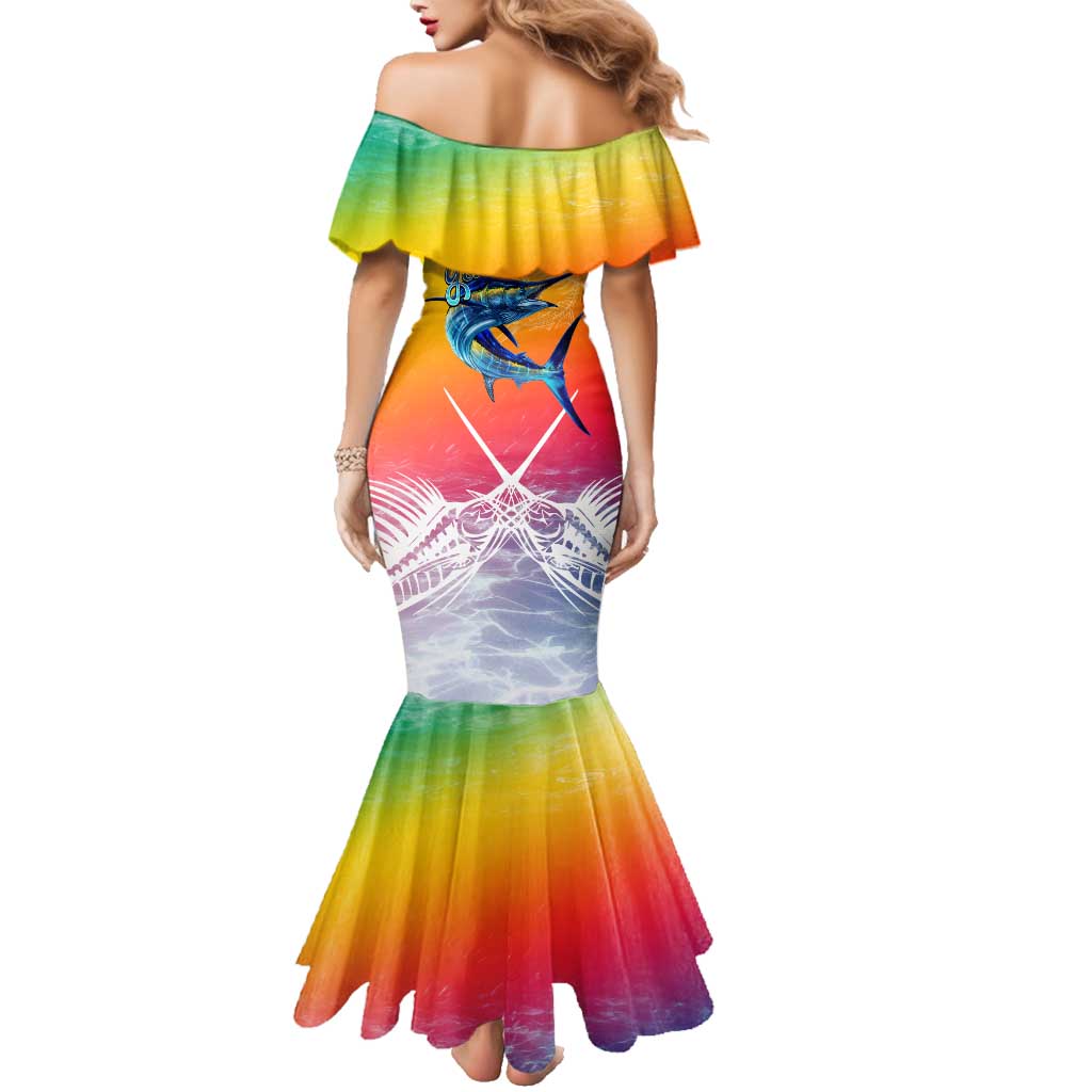 Fishing Dad Family Matching Mermaid Dress and Hawaiian Shirt Fast Sharp and Strong Like a Sailfish
