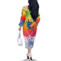 Fishing Dad Family Matching Off The Shoulder Long Sleeve Dress and Hawaiian Shirt Fast Sharp and Strong Like a Sailfish