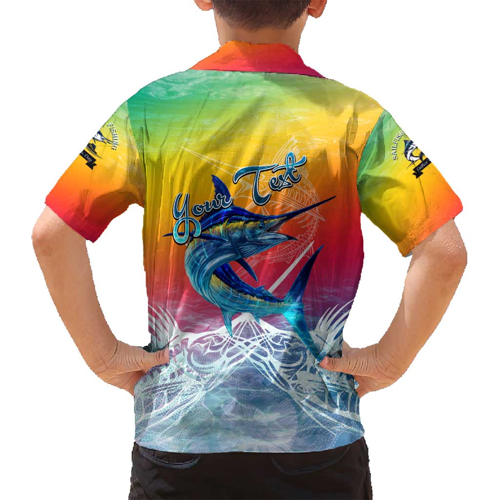 Fishing Dad Family Matching Off Shoulder Short Dress and Hawaiian Shirt Fast Sharp and Strong Like a Sailfish
