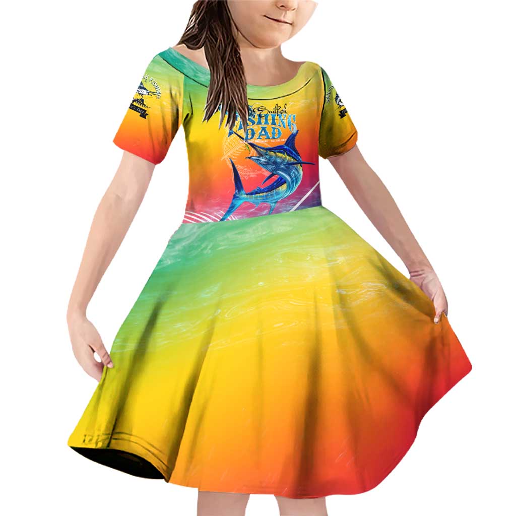 Fishing Dad Family Matching Off Shoulder Short Dress and Hawaiian Shirt Fast Sharp and Strong Like a Sailfish