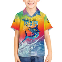 Fishing Dad Family Matching Off Shoulder Short Dress and Hawaiian Shirt Fast Sharp and Strong Like a Sailfish