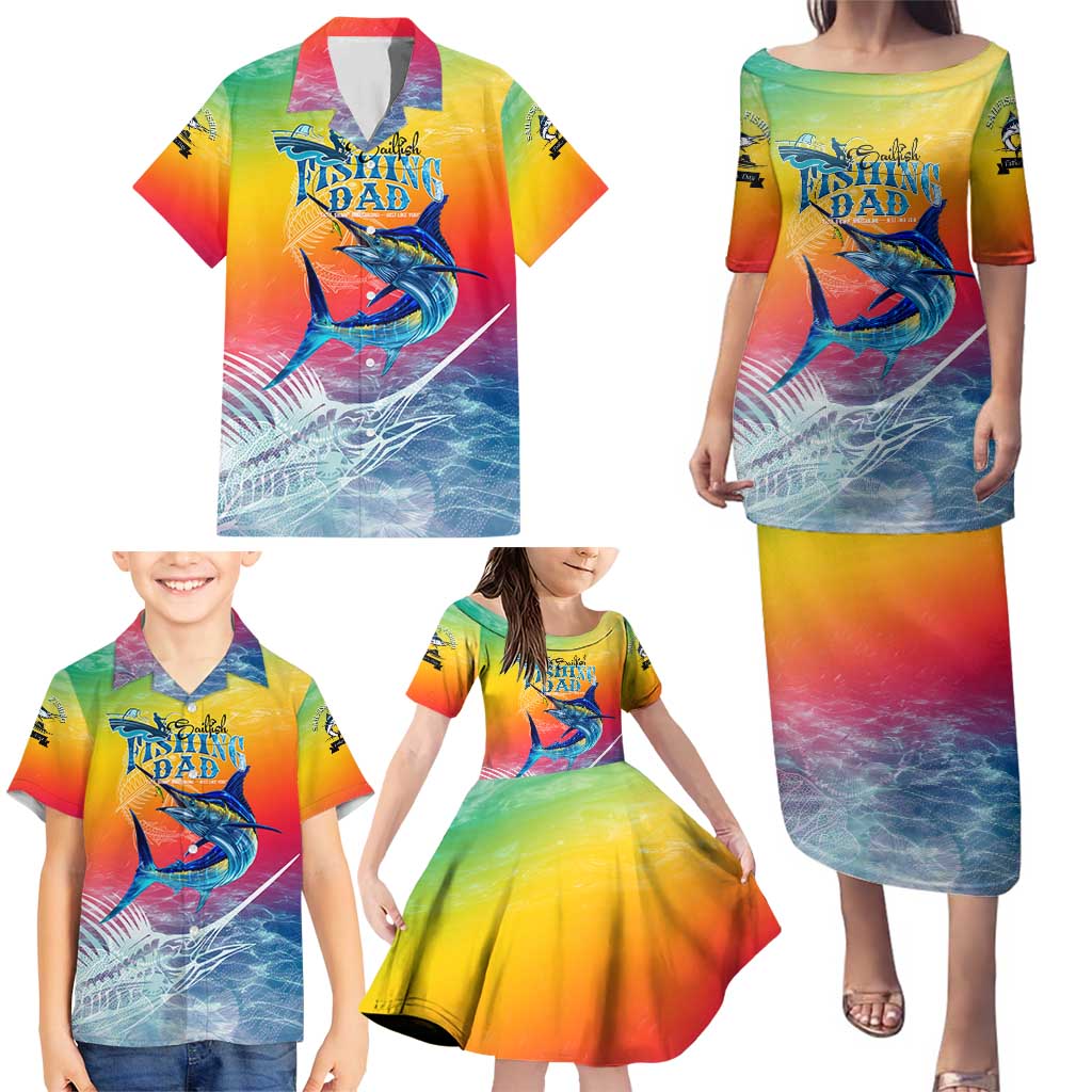 Fishing Dad Family Matching Puletasi and Hawaiian Shirt Fast Sharp and Strong Like a Sailfish
