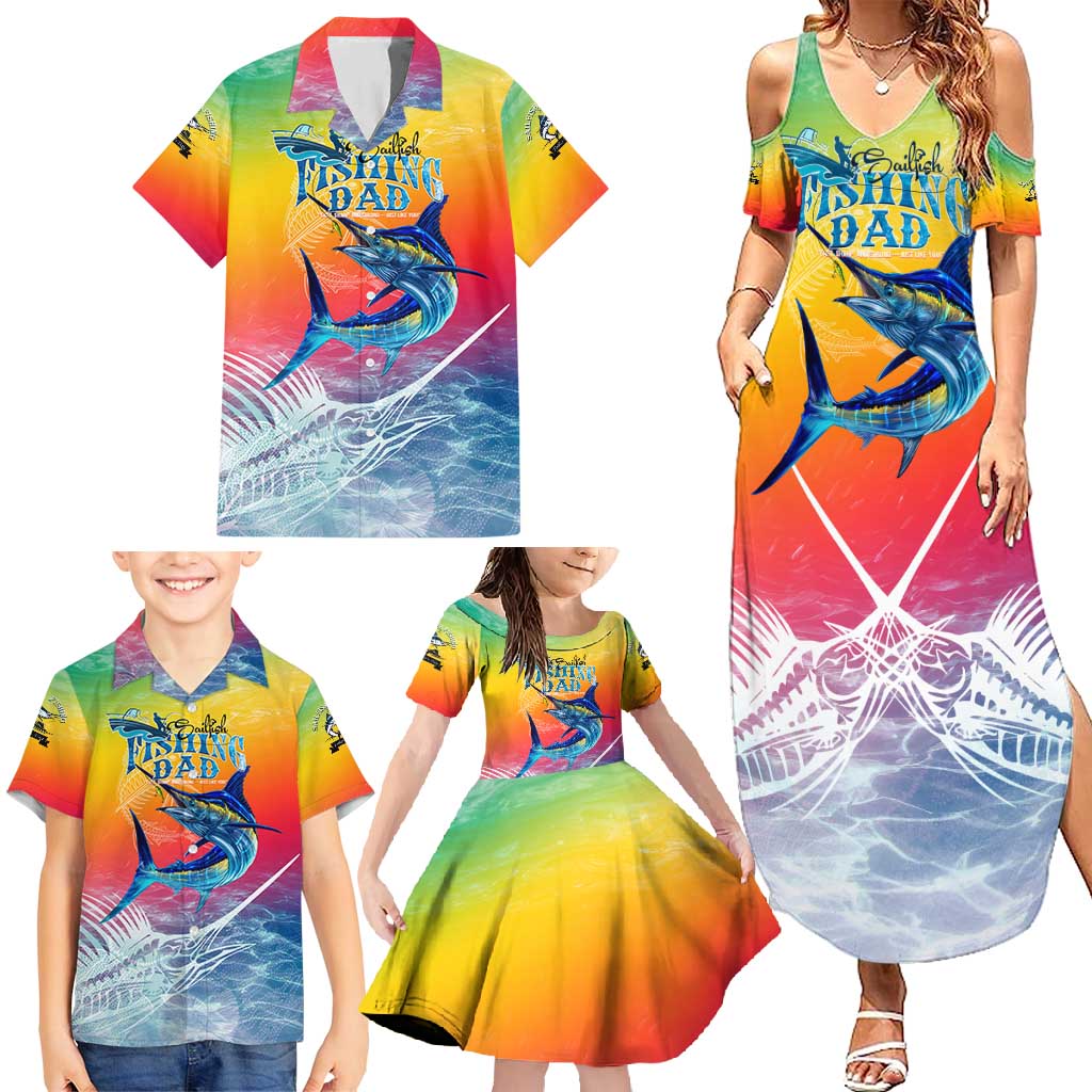 Fishing Dad Family Matching Summer Maxi Dress and Hawaiian Shirt Fast Sharp and Strong Like a Sailfish
