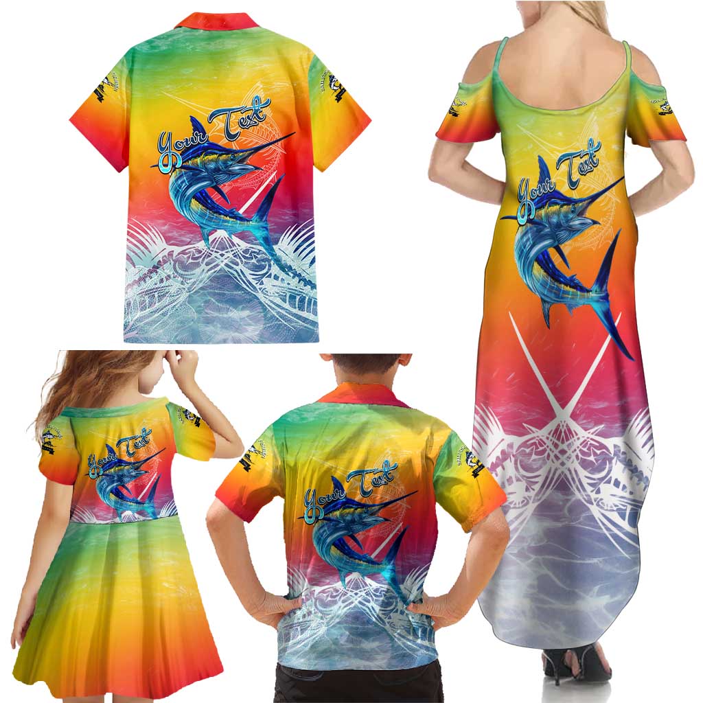 Fishing Dad Family Matching Summer Maxi Dress and Hawaiian Shirt Fast Sharp and Strong Like a Sailfish