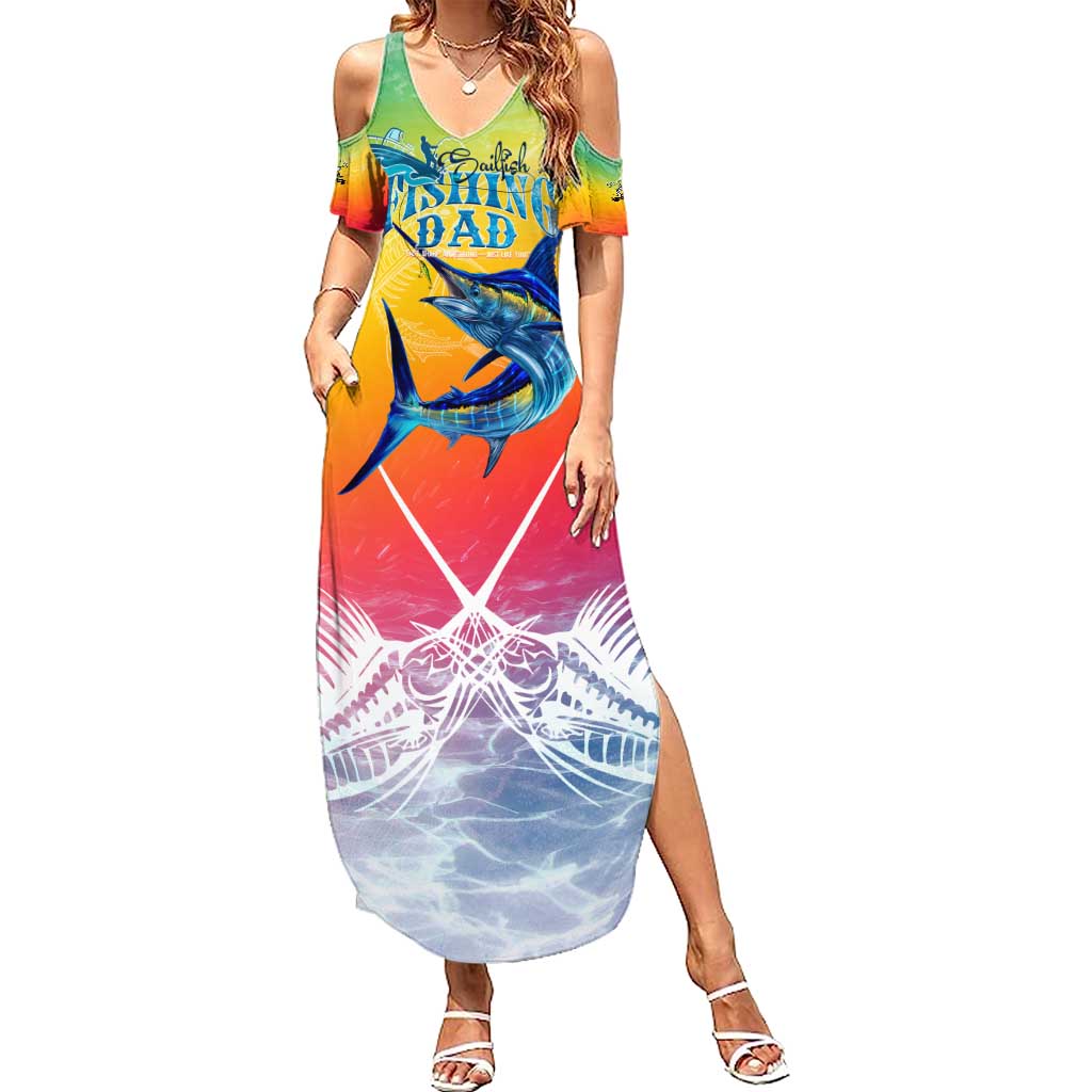 Fishing Dad Family Matching Summer Maxi Dress and Hawaiian Shirt Fast Sharp and Strong Like a Sailfish