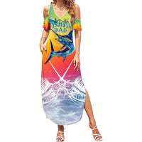 Fishing Dad Family Matching Summer Maxi Dress and Hawaiian Shirt Fast Sharp and Strong Like a Sailfish