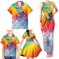 Fishing Dad Family Matching Tank Maxi Dress and Hawaiian Shirt Fast Sharp and Strong Like a Sailfish