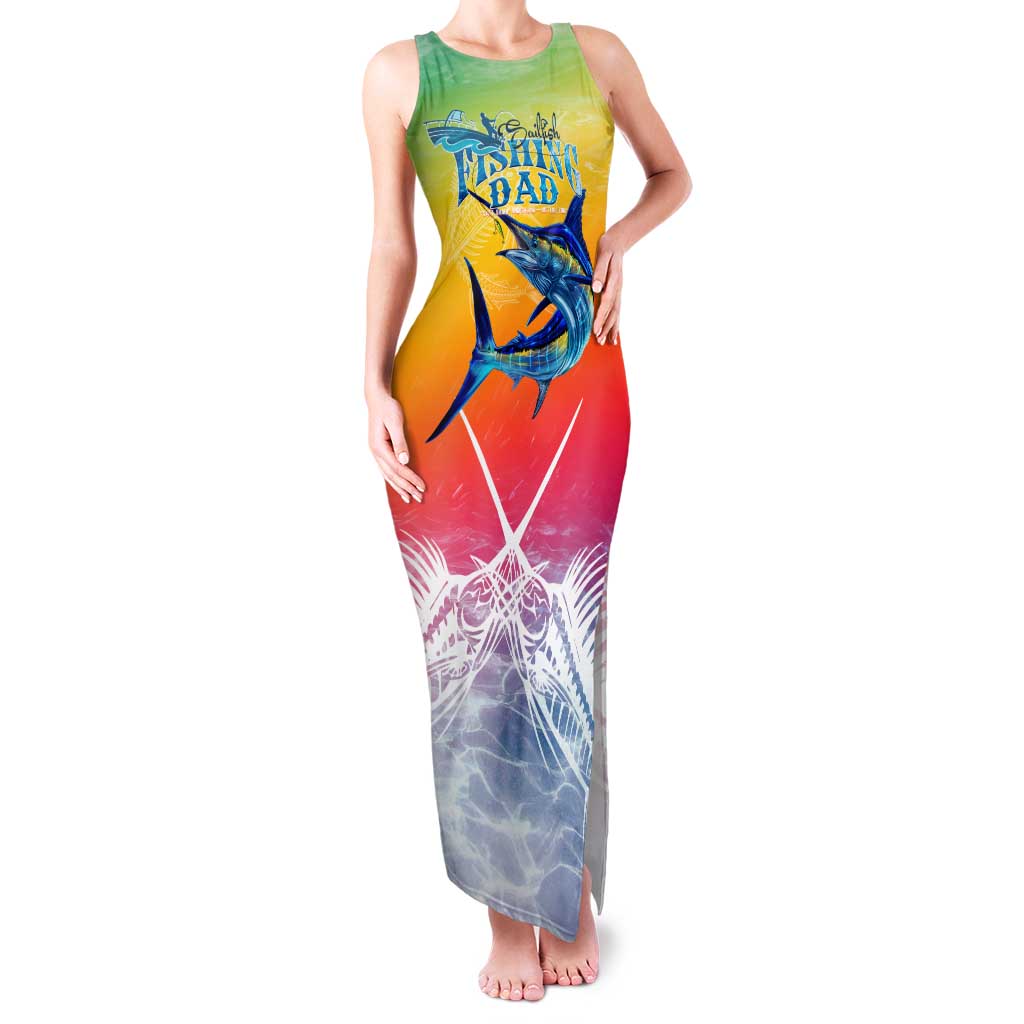 Fishing Dad Family Matching Tank Maxi Dress and Hawaiian Shirt Fast Sharp and Strong Like a Sailfish