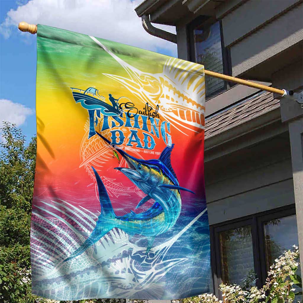Fishing Dad Garden Flag Fast Sharp and Strong Like a Sailfish