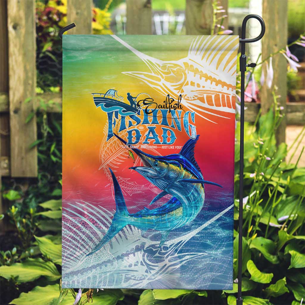 Fishing Dad Garden Flag Fast Sharp and Strong Like a Sailfish