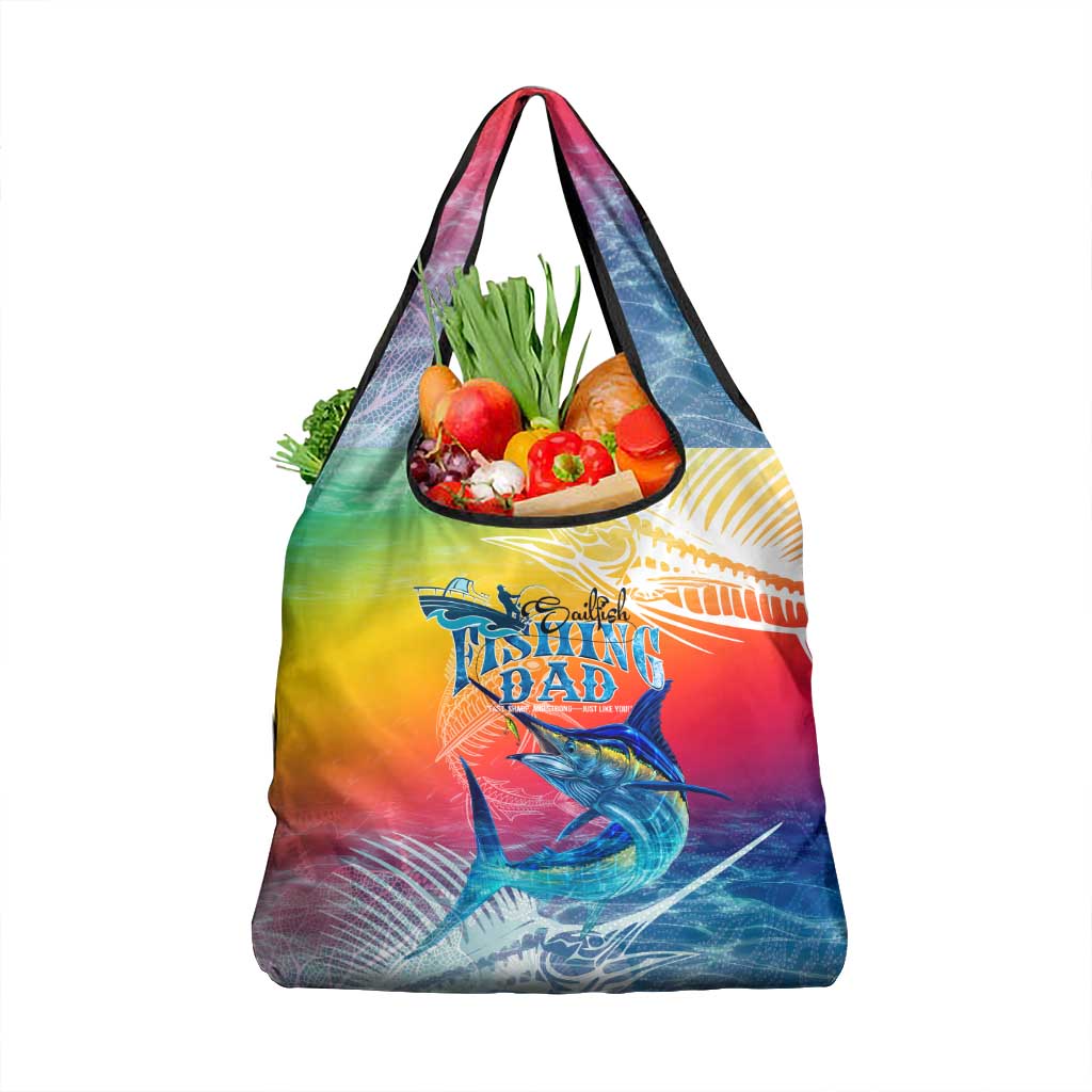 Fishing Dad Grocery Bag Fast Sharp and Strong Like a Sailfish