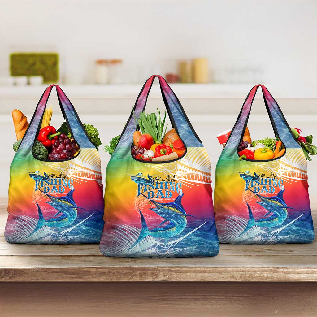 Fishing Dad Grocery Bag Fast Sharp and Strong Like a Sailfish